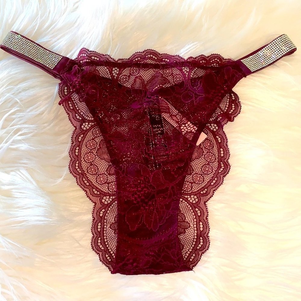 New VERY SEXY Bombshell Shine Strap Thong Panty Crystal Band Underwear
